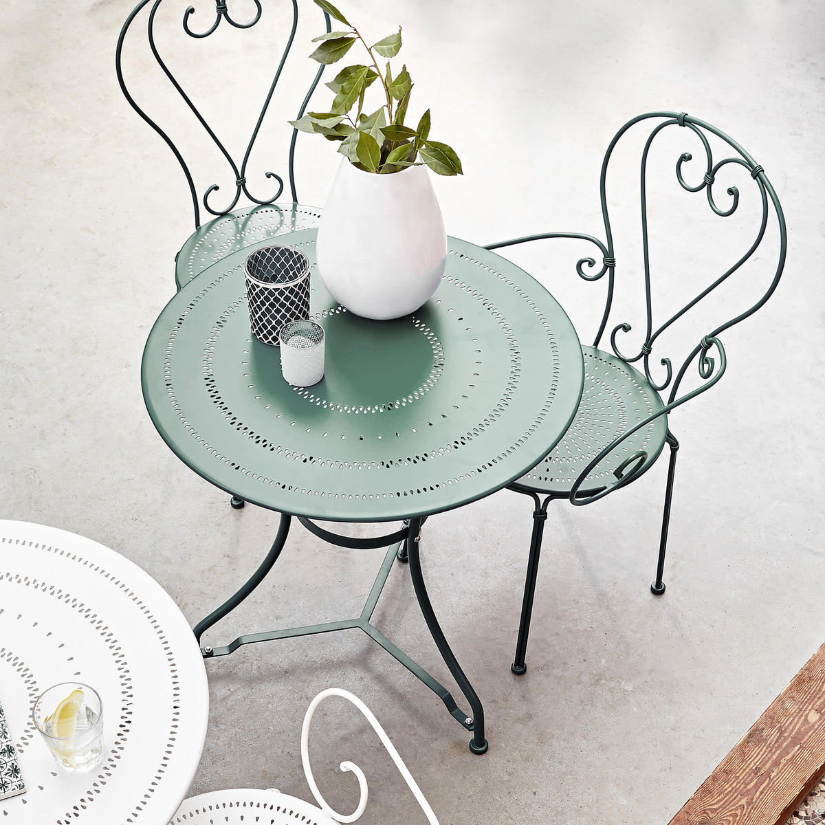 GARTENMÖBEL-SET (3-teilig) Century - Salbeigrün, Metall - Butlers