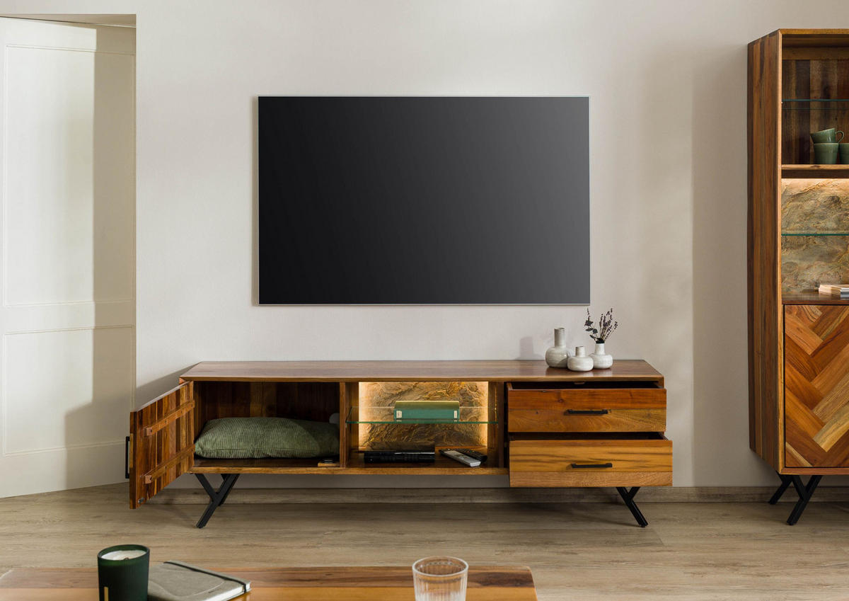 TV-BOARD Altholz 180x40x56 natur lackiert AVIGNON #100 - Naturfarben, Holz (180/56/40cm) - Massivmoebel24