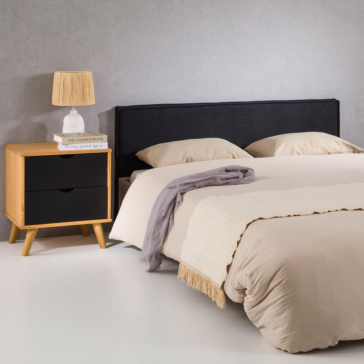 KOPFTEIL KLAO 160X190 CM - Schwarz, Textil (161/59/6cm) - IDIMEX