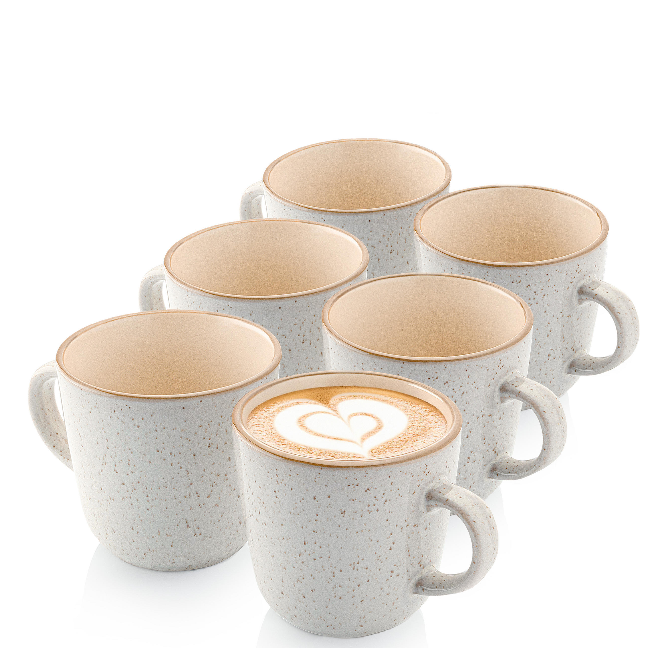 KAFFEEBECHER SET RIO CREME - 6 teilig aus Steingut - Creme, Stein (0.43L) - Sänger