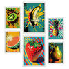 POSTER Set Mit 6 Sommerzeit Vollfarbige Plakate Von Obst, Gemüse Und Gesunden Lebensmitteln Im Urban Art Stil Innenarchitektur A3 & A4 Weißer Rahmen - Weiß, Papier (29/3cm) - Nacnic