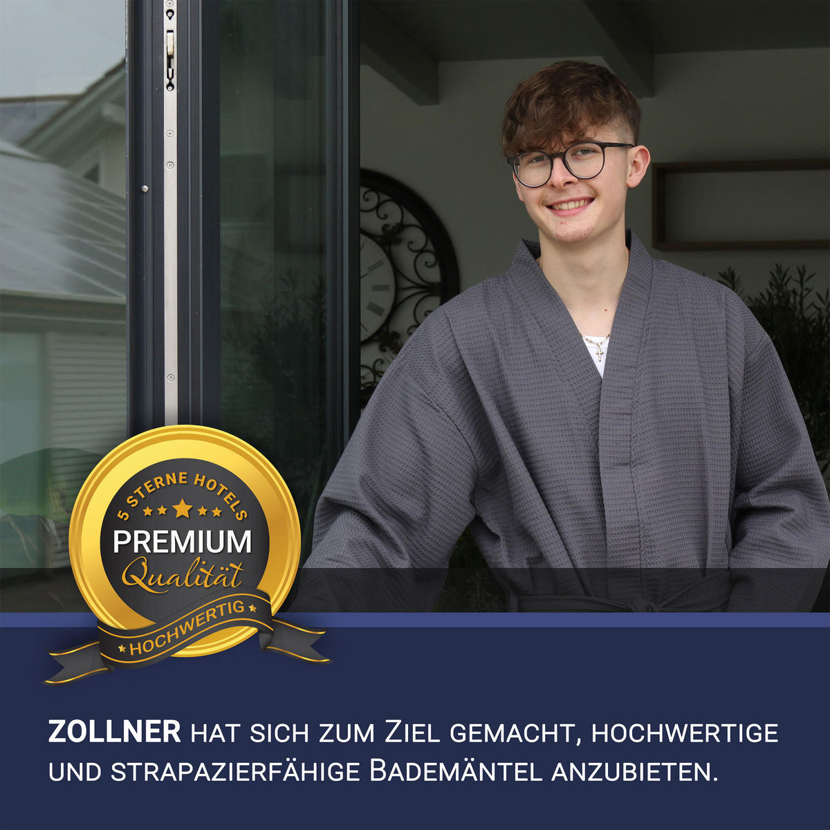 BADEMANTEL, S, 100% Baumwolle, Grau - Anthrazit, Textil (Scm) - Zollner