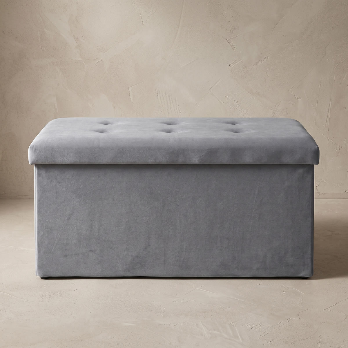 SAMT-HOCKER mit Stauraum 76/38/38 cm - Grau, Textil (38/38/76cm) - SCENA LIVING