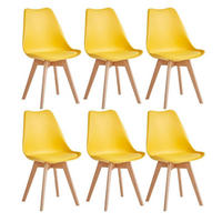 ESSZIMMERSTÜHLE 6er-Set Gelb mit Buchenbeinen - Gelb, Kunststoff (40/83/40cm)