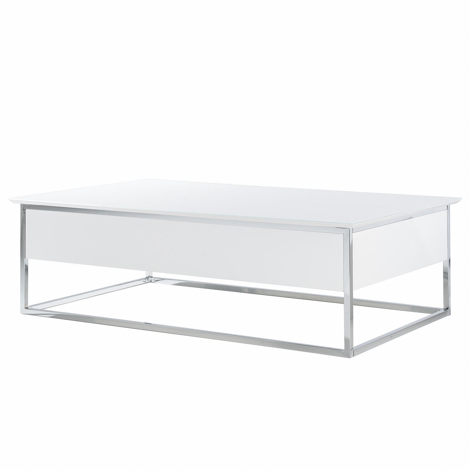 COUCHTISCH - Glas - Weiß / Chrom - Chromfarben/Weiß, Glas/Holzwerkstoff (80/130/40cm) - home24