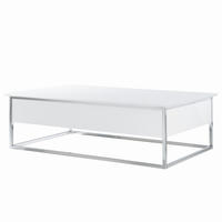 COUCHTISCH - Glas - Weiß / Chrom - Chromfarben/Weiß, Glas/Holzwerkstoff (80/130/40cm) - home24