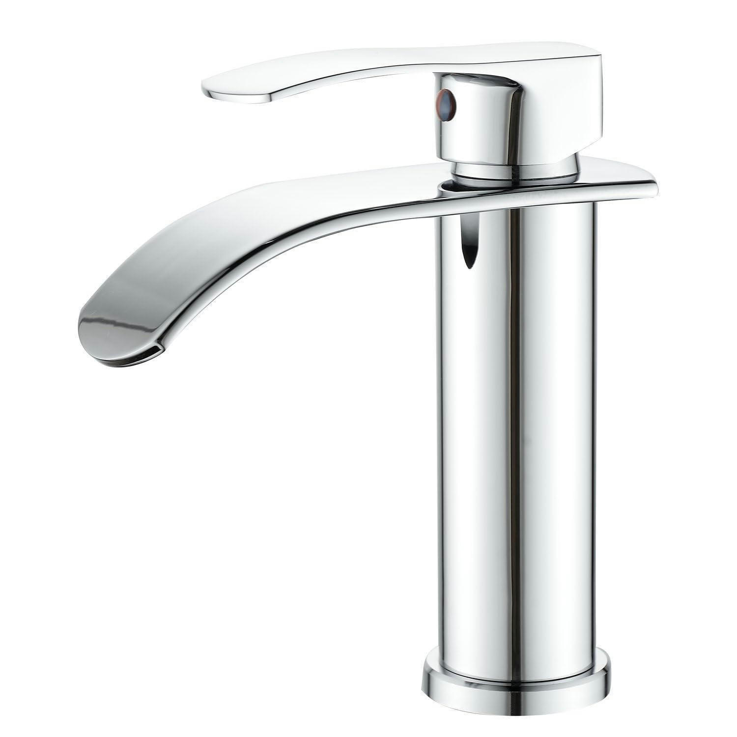WASCHTISCHARMATUR Wasserfall Einhebel Chrom - Silberfarben, Metall (16/10/18.5cm)