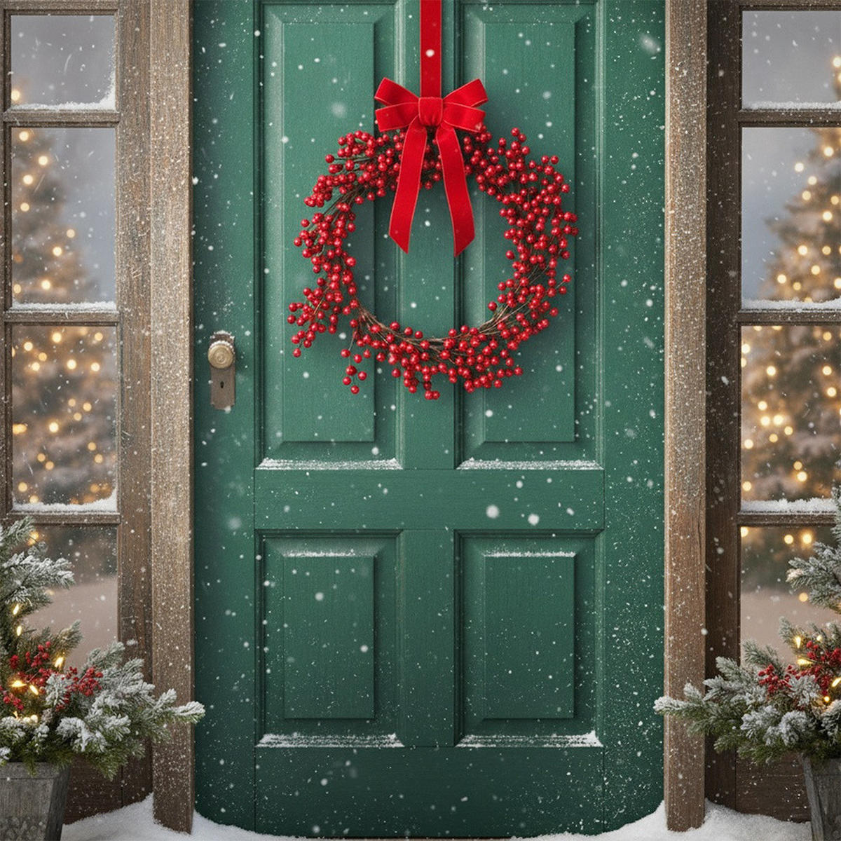 WEIHNACHTSKRANZ Stechpalme 50 cm Rot - Rot, Kunststoff (12cm) - Home Styling Collection