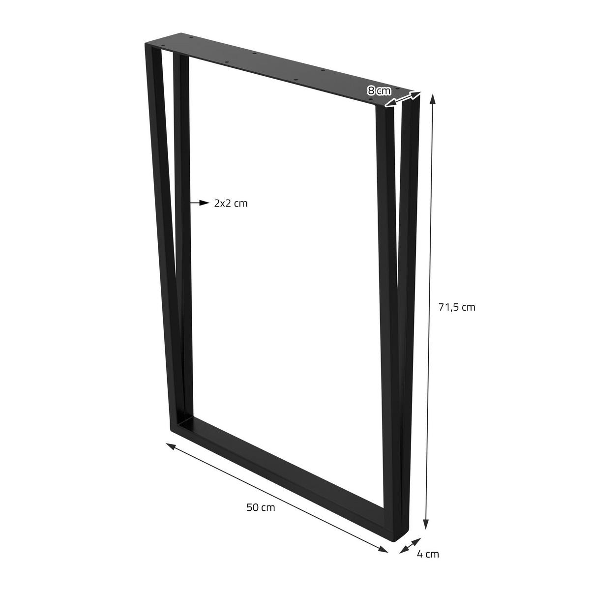 TISCHBEINE 2er Set 50xH71,5 cm Schwarz - Schwarz, Metall (50/8/71.5cm) - ML-DESIGN
