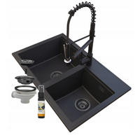 GRANITSPÜLE Hektor mit Siphon Batterie - Schwarz, Kunststoff/Stein (80/50/20cm) - Granitan
