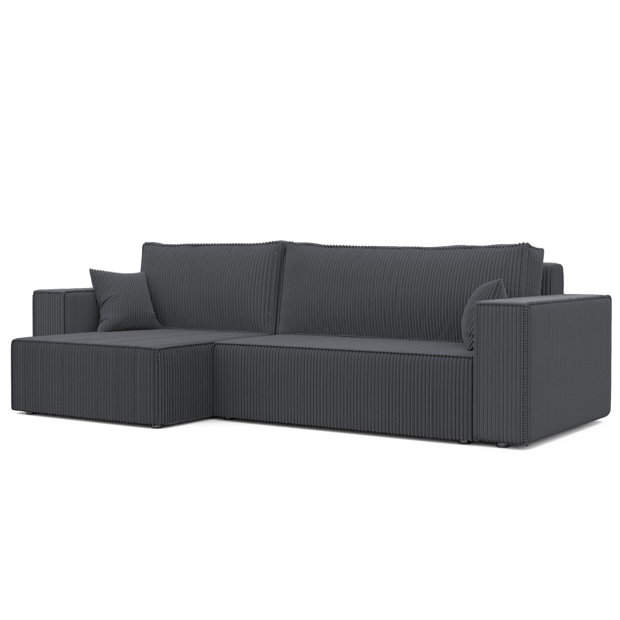 ECKSOFA Adara Max Mit Schlaffunktion - Dunkelgrau, Holzwerkstoff/Textil (276/145cm) - Fun Möbel