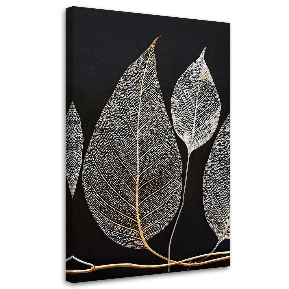 LEINWANDBILD Minimalismus hinterlässt Zweig Glamour Silber 40x60cm - Silberfarben, Textil (40/60cm) - Feeby