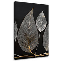 LEINWANDBILD Minimalismus hinterlässt Zweig Glamour Silber 40x60cm - Silberfarben, Textil (40/60cm) - Feeby