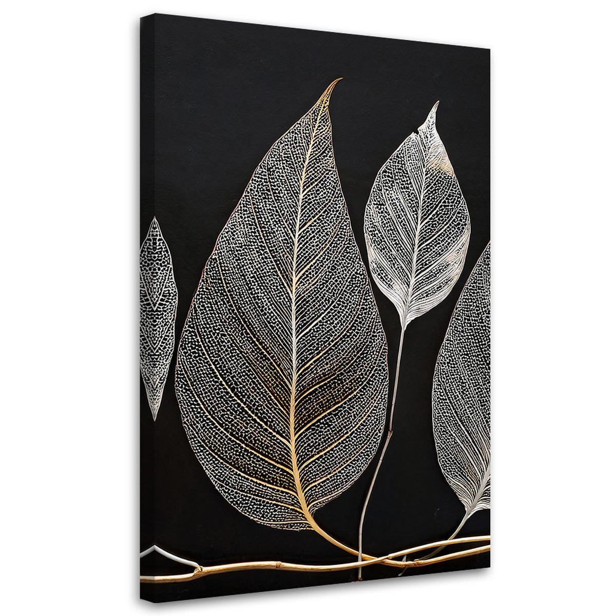 LEINWANDBILD Minimalismus hinterlässt Zweig Glamour Silber 40x60cm - Silberfarben, Textil (40/60cm) - Feeby