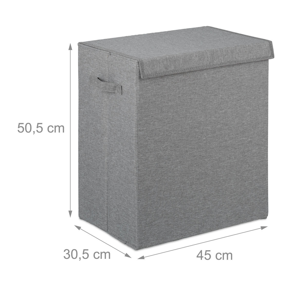 WÄSCHEKORB Set - Grau, Wellpappe/Textil (45/50.5/30.5cm) - Relaxdays