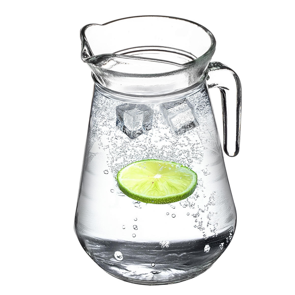 GLASKRUG mit Auslauf und handlichem Griff, 1.3L - Transparent, Glas (1.3L) - KADAX
