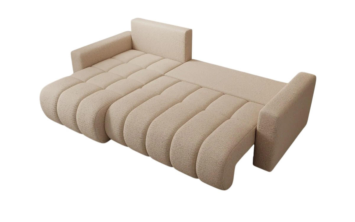 ECKSOFA GERRO Schlaffunktion Bettkasten Universal Boucle Beige - Beige, Textil (237/142cm) - Luxkor24