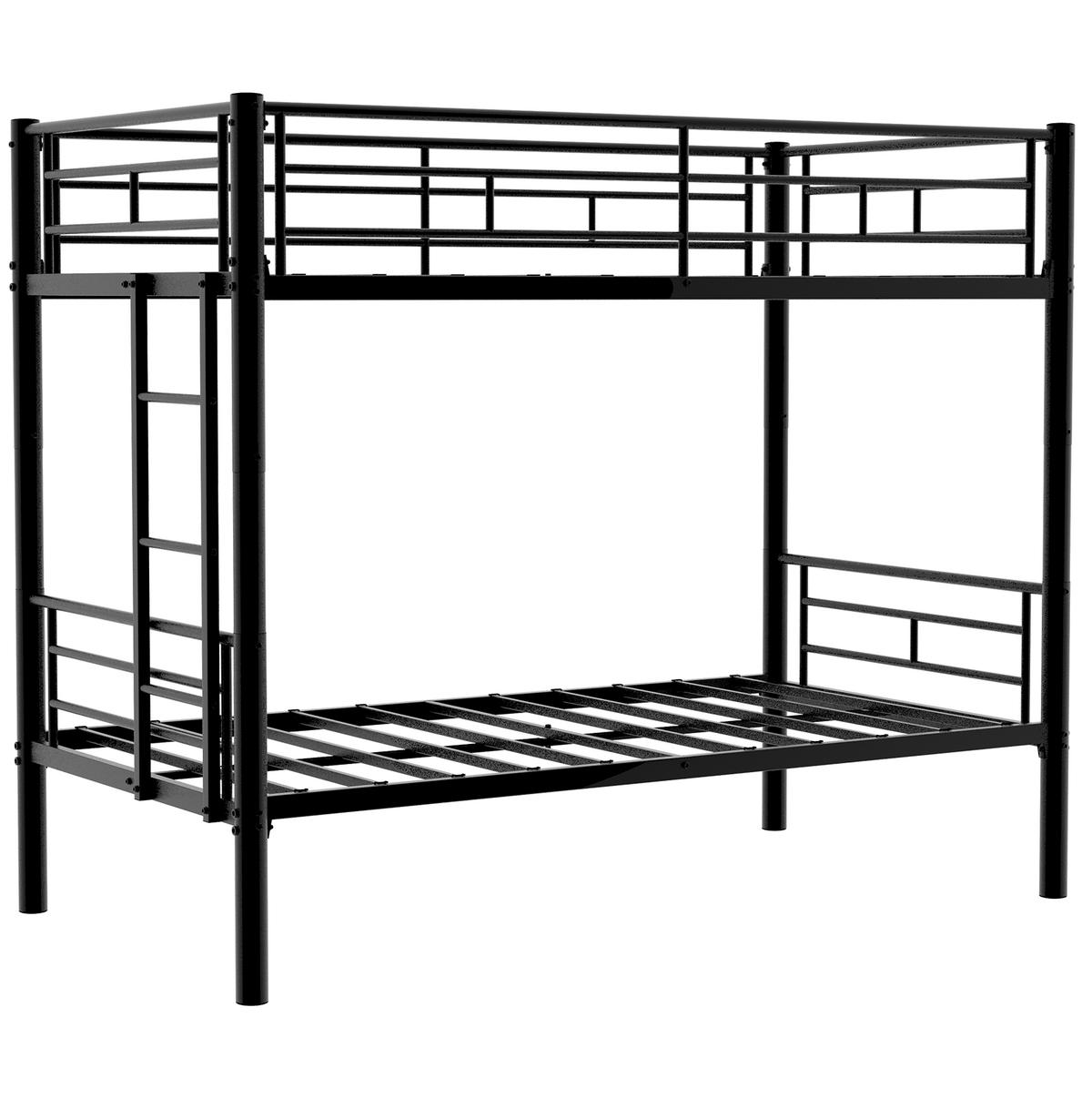 ETAGENBETT umbaubar 196/103/156 cm, Schwarz mit Leiter und Geländer - Schwarz, Metall (90/190cm) - MIVRAY