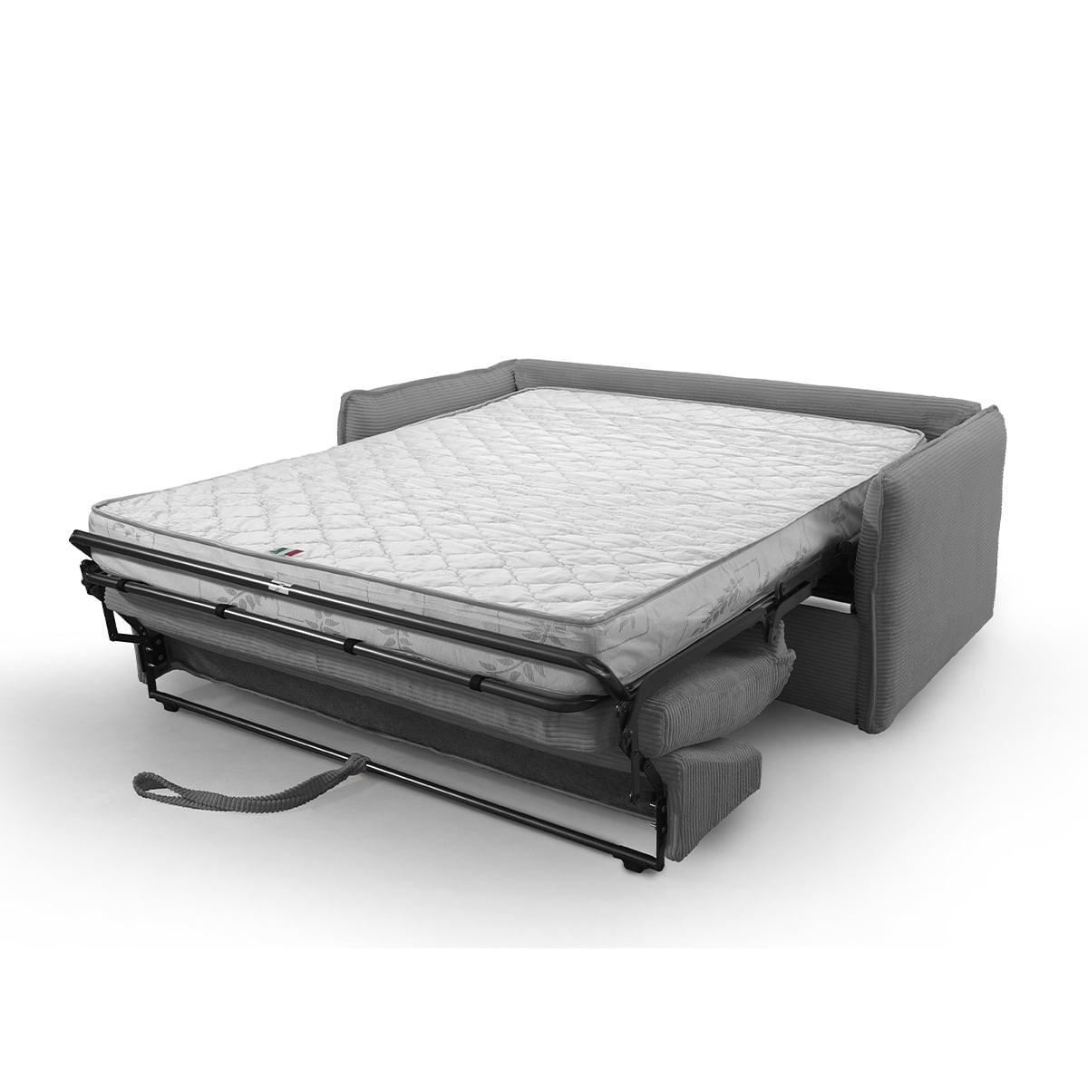 SCHLAFSOFA mit 3 Plätzen aus geripptem Samt, L185 cm - MIKA - Anthrazit, Textil (104/90/185cm) - Calicosy