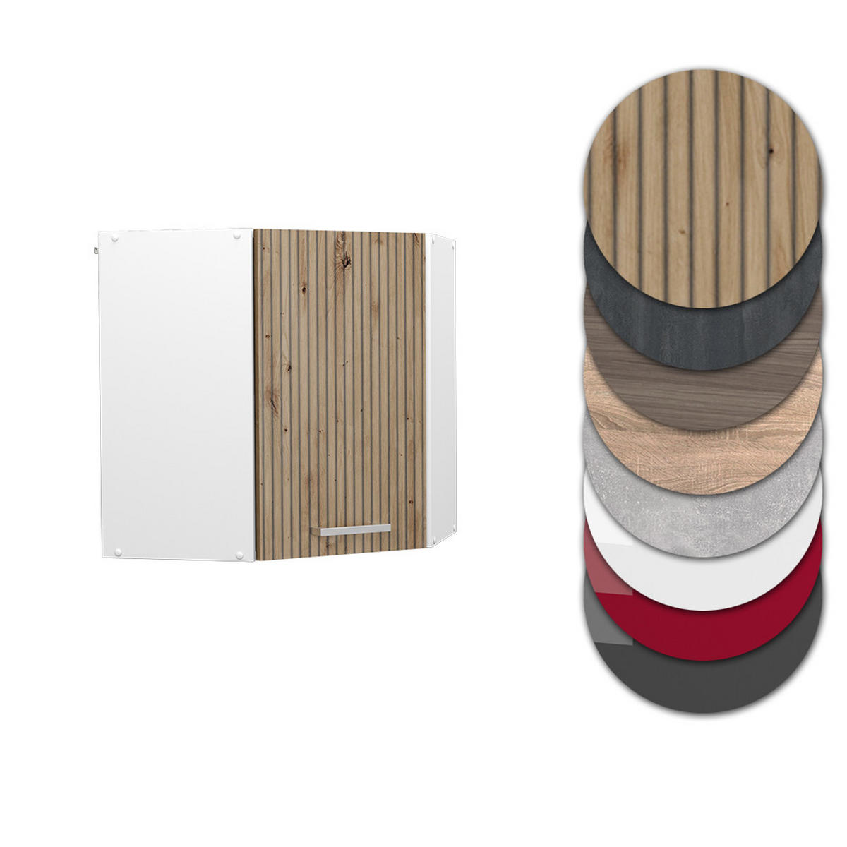ECKHÄNGESCHRANK R-Line Artisan-Eiche 57 cm - Weiß/Eiche Artisan, Holzwerkstoff (57/60/34.1cm) - Vicco
