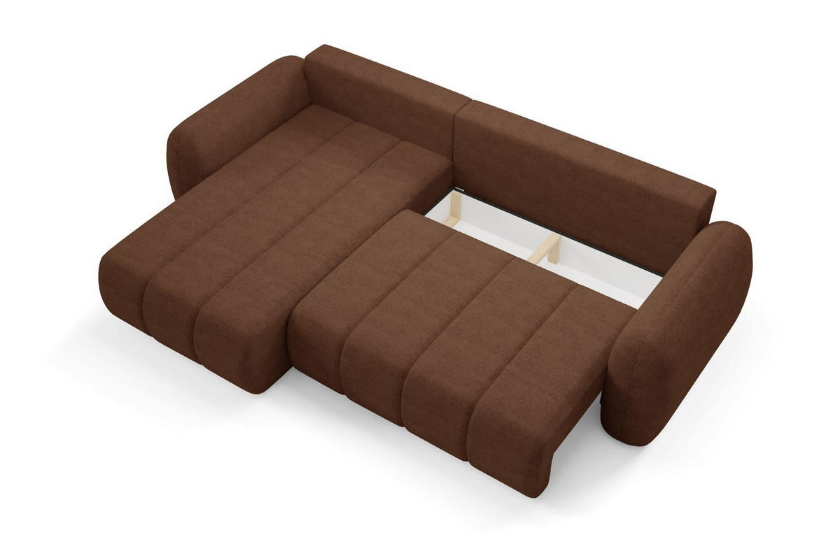ECKSOFA Caria Mit Schlaffunktion - Rotbraun, Holzwerkstoff/Textil (304/190cm) - Fun Möbel