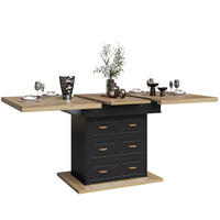 ESSTISCH, MDF in Holzoptik mit Auszug & Stauraum, 110–140/80/75 cm, Schwarz - Schwarz, Holzwerkstoff (110/80/75cm) - Redom