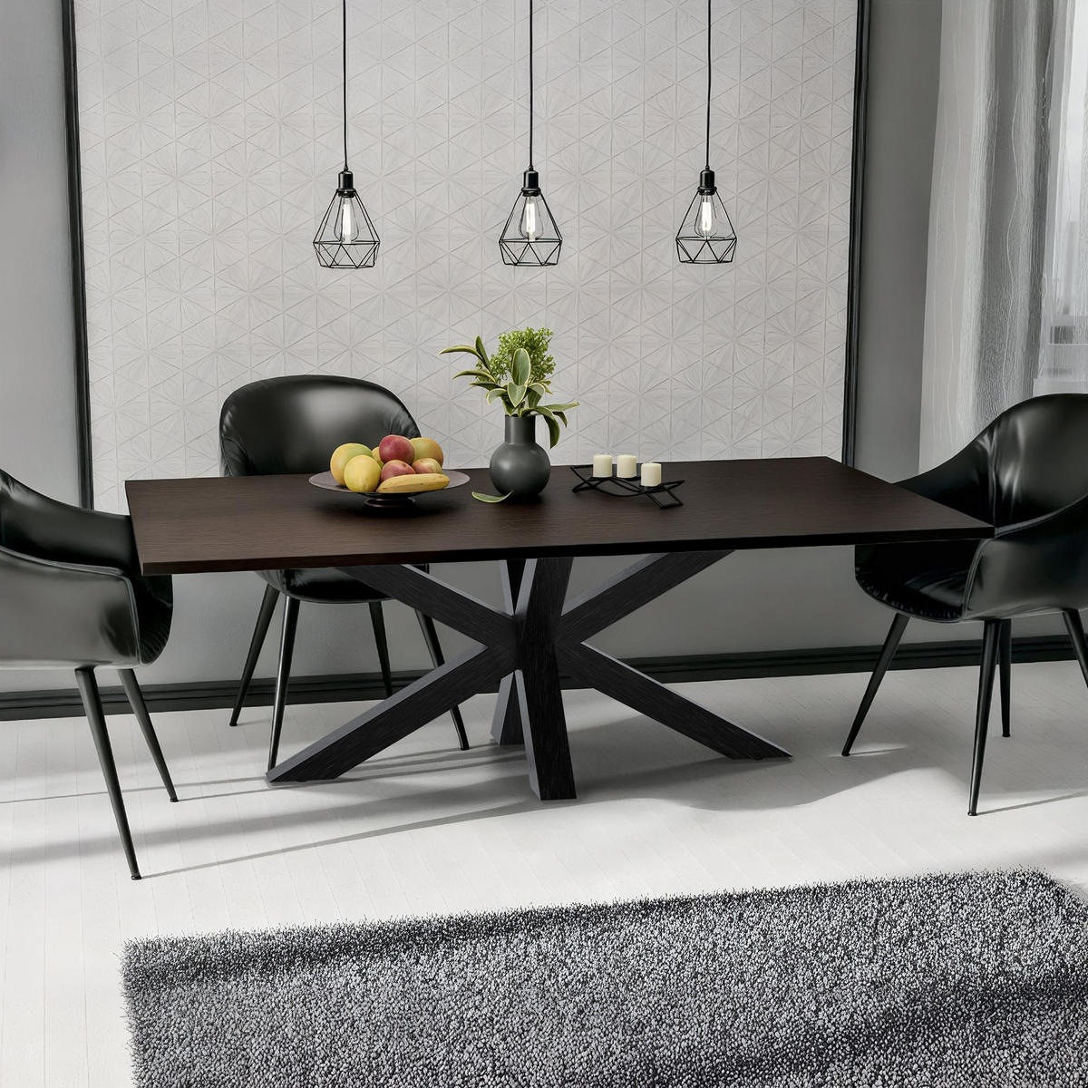 TISCHBEIN eckig 150/78/71 cm Metall Industrial Schwarz - Schwarz, Metall (150/71/78cm) - CLP