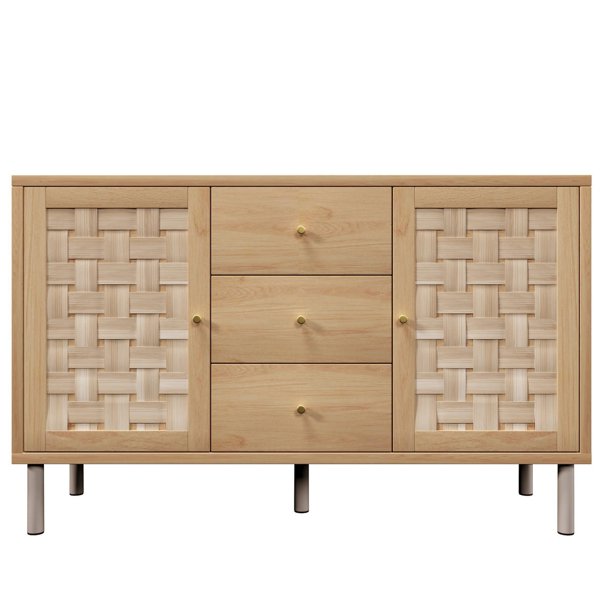 SIDEBOARD aus MDF 120x40x75 cm Eiche mit 2 Türen, 3 Schubladen und verstellbaren Einlegeböden - Nussbaumfarben, Holzwerkstoff (120/70/40cm) - IVMEU