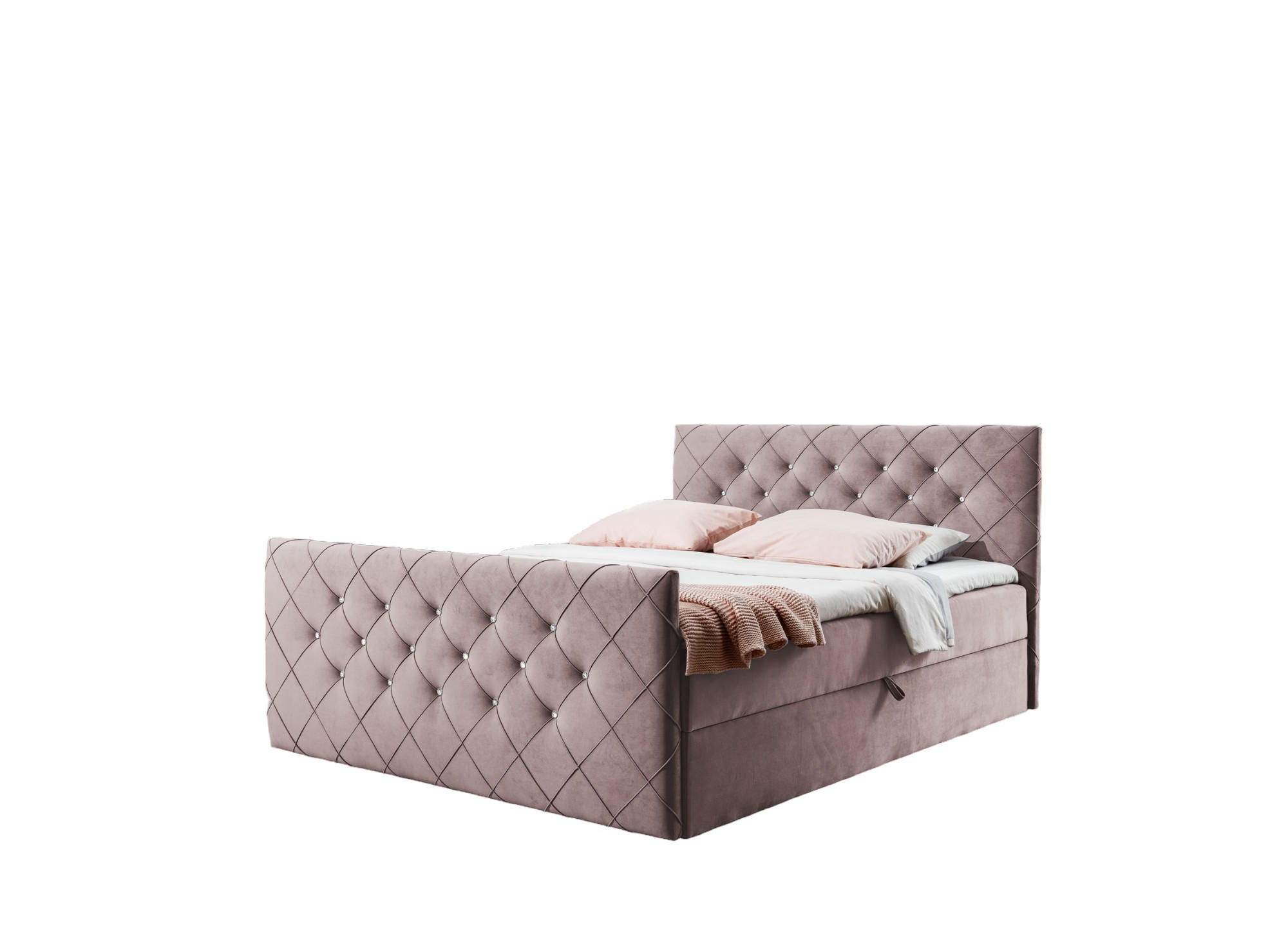BOXBETT MALAGA 140x200 Rosa Velvet - H3 - Altrosa, Textil (140/200cm) - AN-Moebel 4u