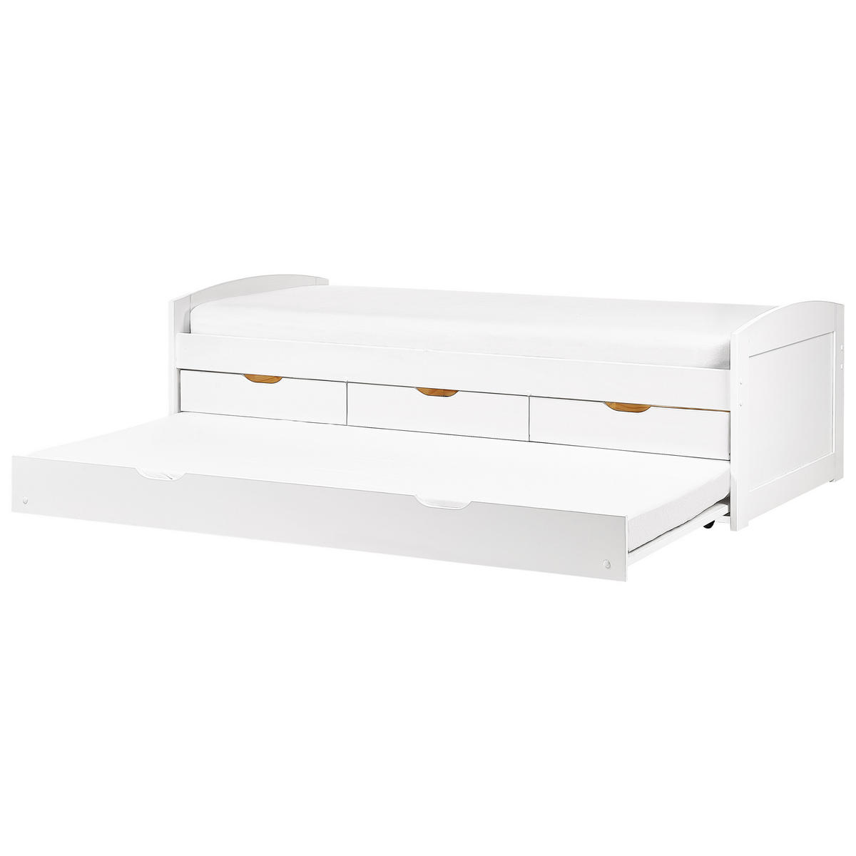 AUSZIEHBETT 90x200 cm Weiß Petiville - Weiß, Holz (90/200cm) - Beliani