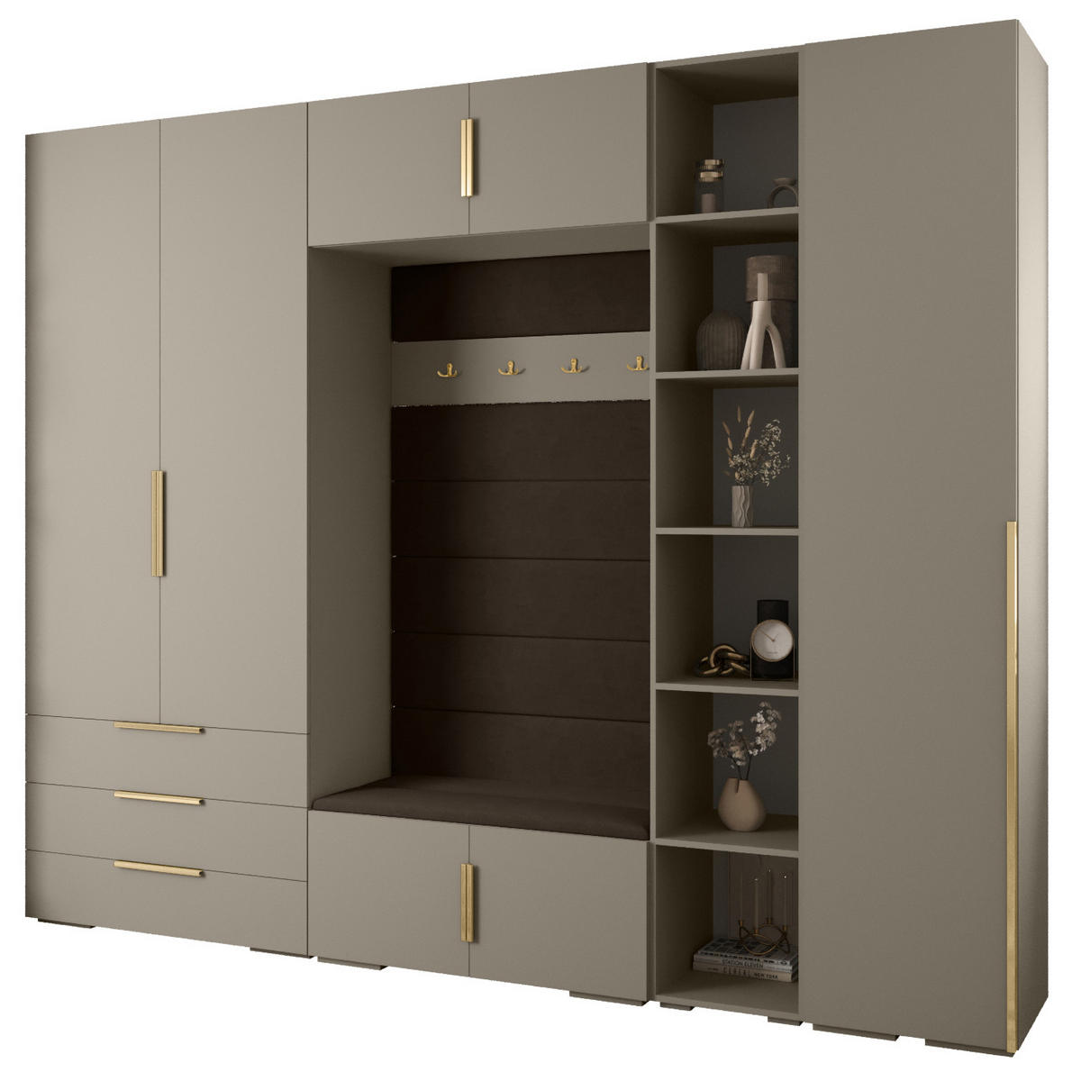GARDEROBEN-SET 236,7/290/47 - Kaschmir/Goldfarben, Holz/Kunststoff (290/236.7/47cm) - Abiks Möbel