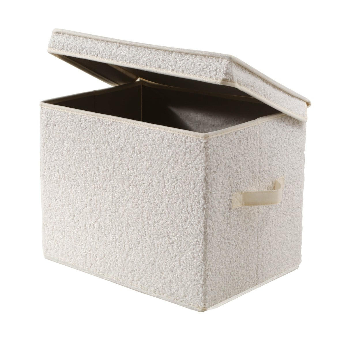 AUFBEWAHRUNGSBOX mit deckel aus bouclé-stoff in ecru - 40/28/30 cm - Ecru, Textil (30/28/30cm) - Calicosy
