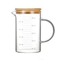 MESSBECHER Glas 1000 ml mit Bambusdeckel - Transparent, Glas (1L)