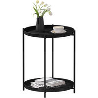COUCHTISCH rund, mit Stauraum, Metall, Schwarz - Schwarz, Metall (44/44/53cm) - Woltu