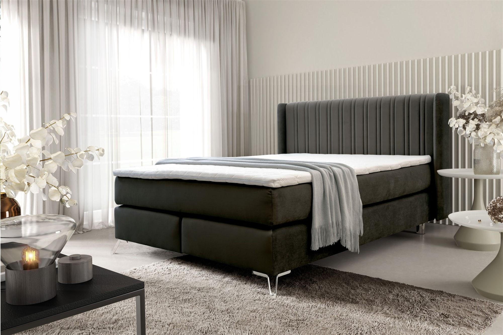 BOXSPRINGBETT Agnus - Schwarz, Holzwerkstoff/Textil (120/200cm) - Fun Möbel