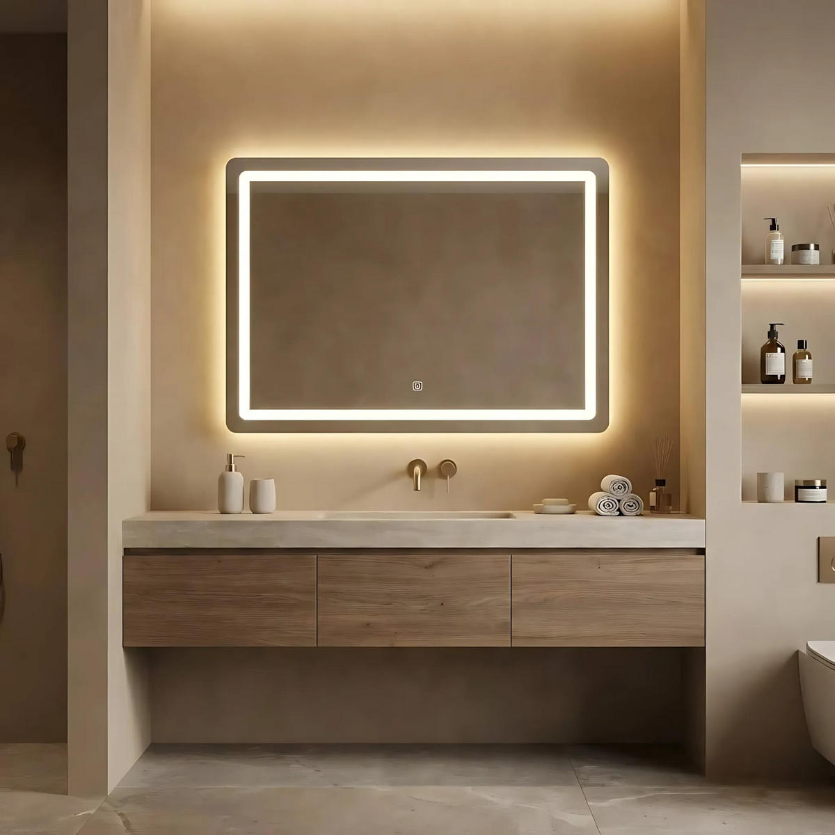 SPIEGEL Rea Led 80x60cm P10407 - Weiß, Glas (80/60/2cm) - REA