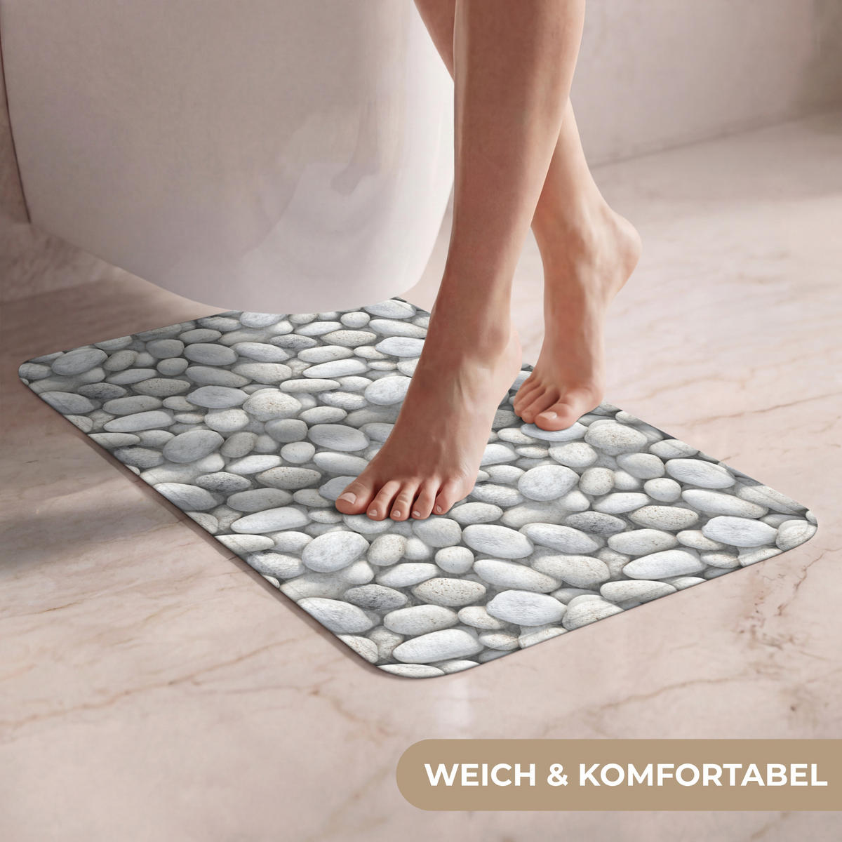 WC PŘEDLOŽKA Kameny - šedé - oválné 40x60 cm - světle šedá, textil/plast (40/1cm) - OnlyWow