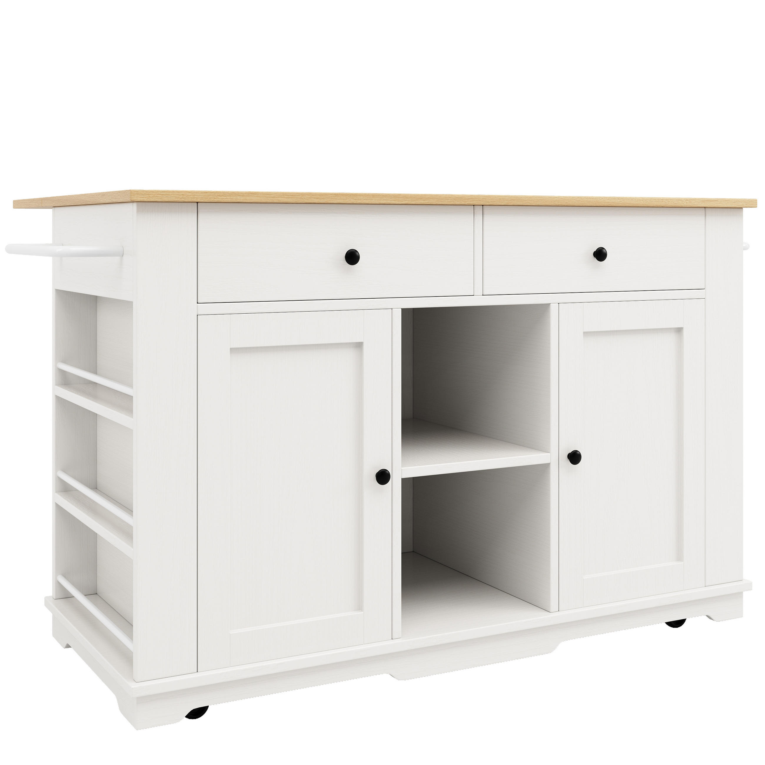 KÜCHENINSEL DE-41207 151/59-84/91 cm mit klappbarer Seite Weiß - Weiß, Holzwerkstoff (151.5/91.7/59.7cm) - ComfortXL
