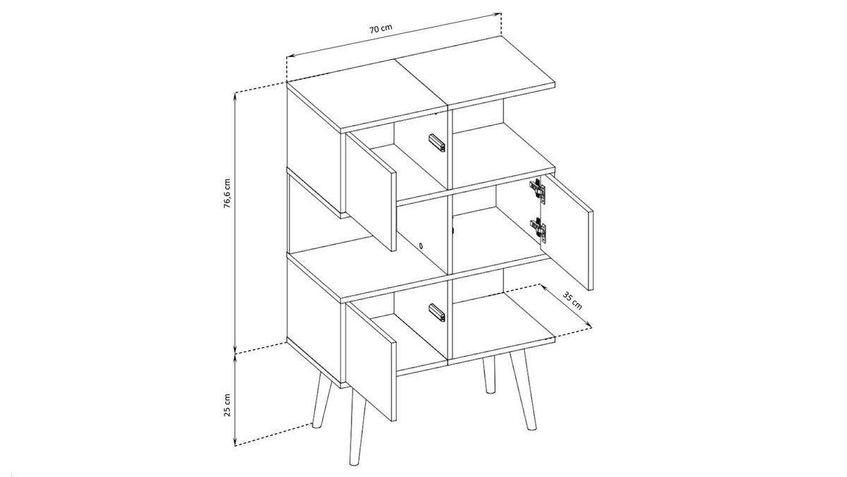 SIDEBOARD FORIO, 3 Türen, 6 Fächern, Eiche/Arktik Weiß - Eichefarben/Weiß, Holz/Holzwerkstoff (70/102/35cm) - Komodee