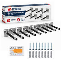 AUTOREIFEN-WANDHALTER PREX PRO 8er Reifen Set HxBxT 17x13x35 cm Traglast 35 kg Schwarz Set für Garage Zum Anschrauben mit hoher Qualität - Schwarz, Metall (35/13/9cm) - PROREGAL