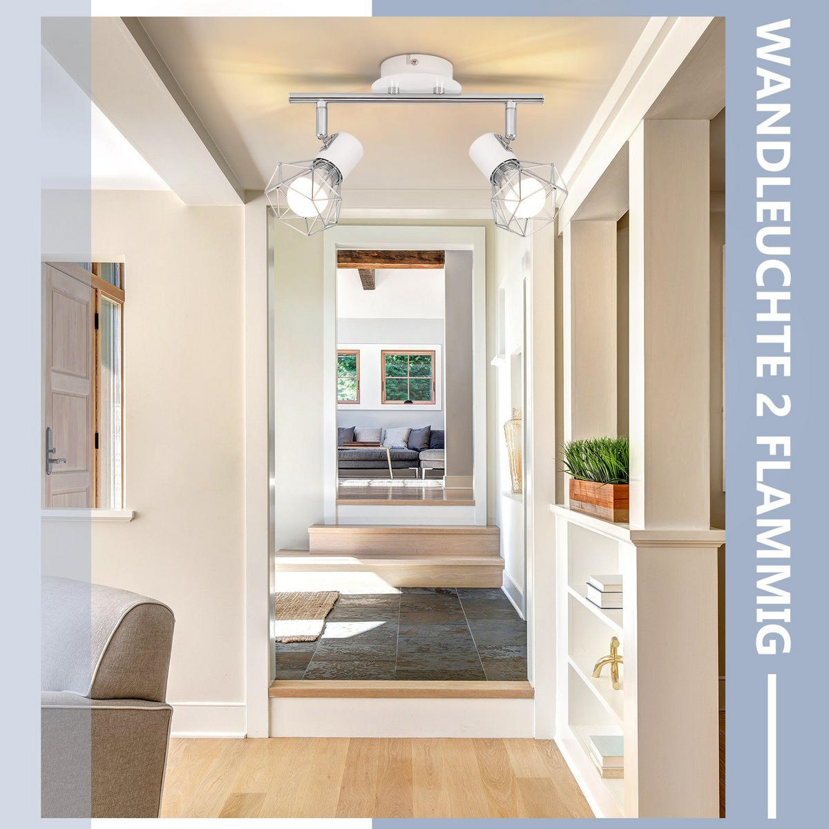 DECKENSTRAHLER Eisen 28/20/9.5cm - Weiß, Metall (28/20/9.5cm) - ZMH