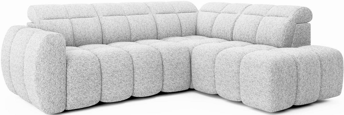 ECKSOFA mit elektrischem Sitzvorschub, Bettkasten und verstellbare Kopflehnen - Hellgrau, Naturmaterialien/Textil (208/258cm) - Eltap