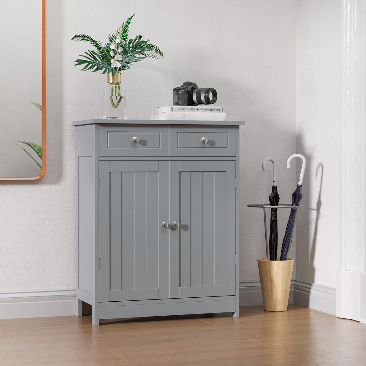 MIDISCHRANK DE-17299 mit 2 Schubladen & verstellbarem Regal Grau - Grau, Holzwerkstoff (30/75/60cm) - ComfortXL