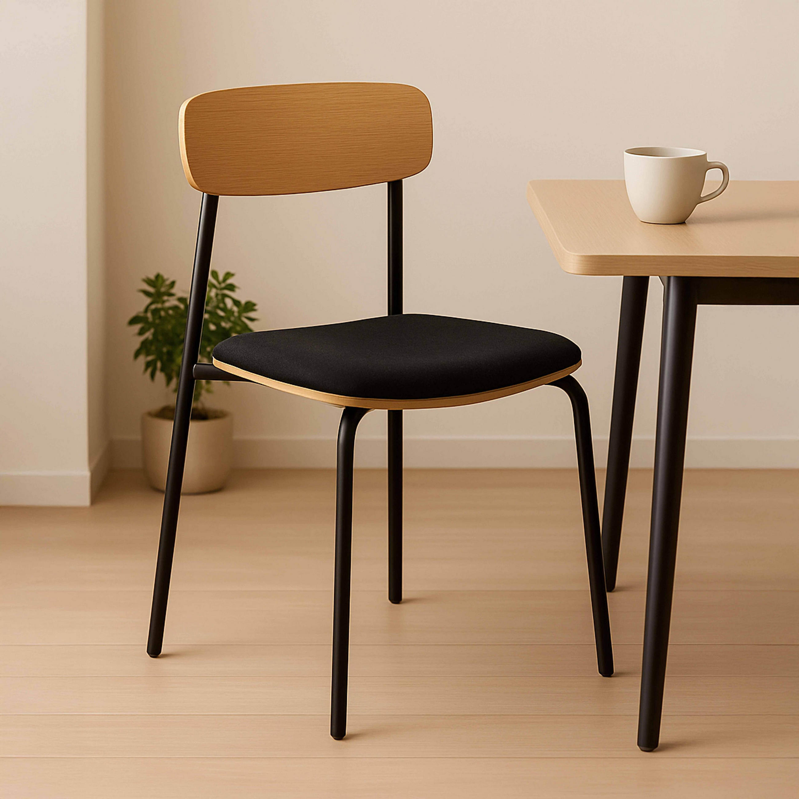 STÜHLE 2-tlg., Schwarz - Schwarz, Holz (46/78/52cm) - Oviala