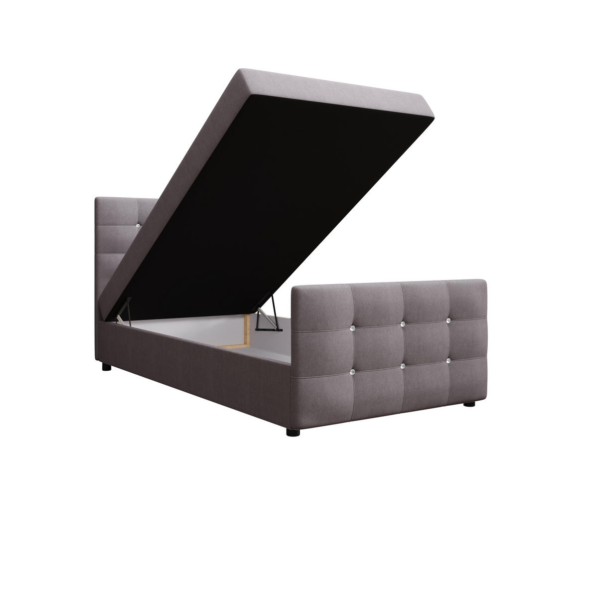 BOXBETT KLEO mini 100x200, mit Matratze H3, Bonell und Topper, Cosmic 160 - Hellgrau, Holz/Kunststoff (100/200cm) - Bedante
