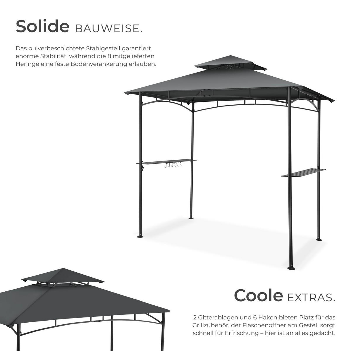 GRILLPAVILLON Maracaibo, 240 x 150 x 250 cm, anthrazit - Anthrazit, Kunststoff (150/250/240cm) - tectake