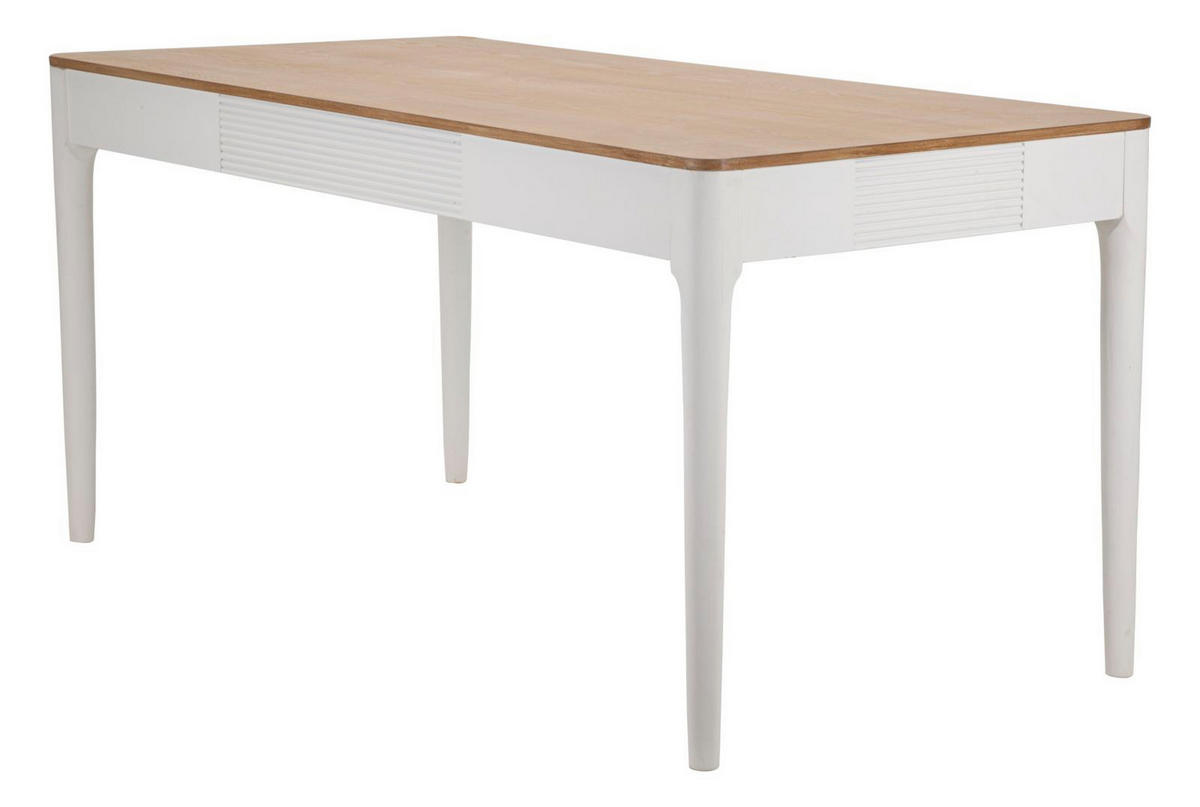 ESSTISCH Matera, weiß und braun, Eschenholz, Kiefernholz, MDF und Eisen, 180 x 90 x 80 cm - Weiß/Braun, Holz/Holzwerkstoff (90/180/80cm) - Mauro Ferretti