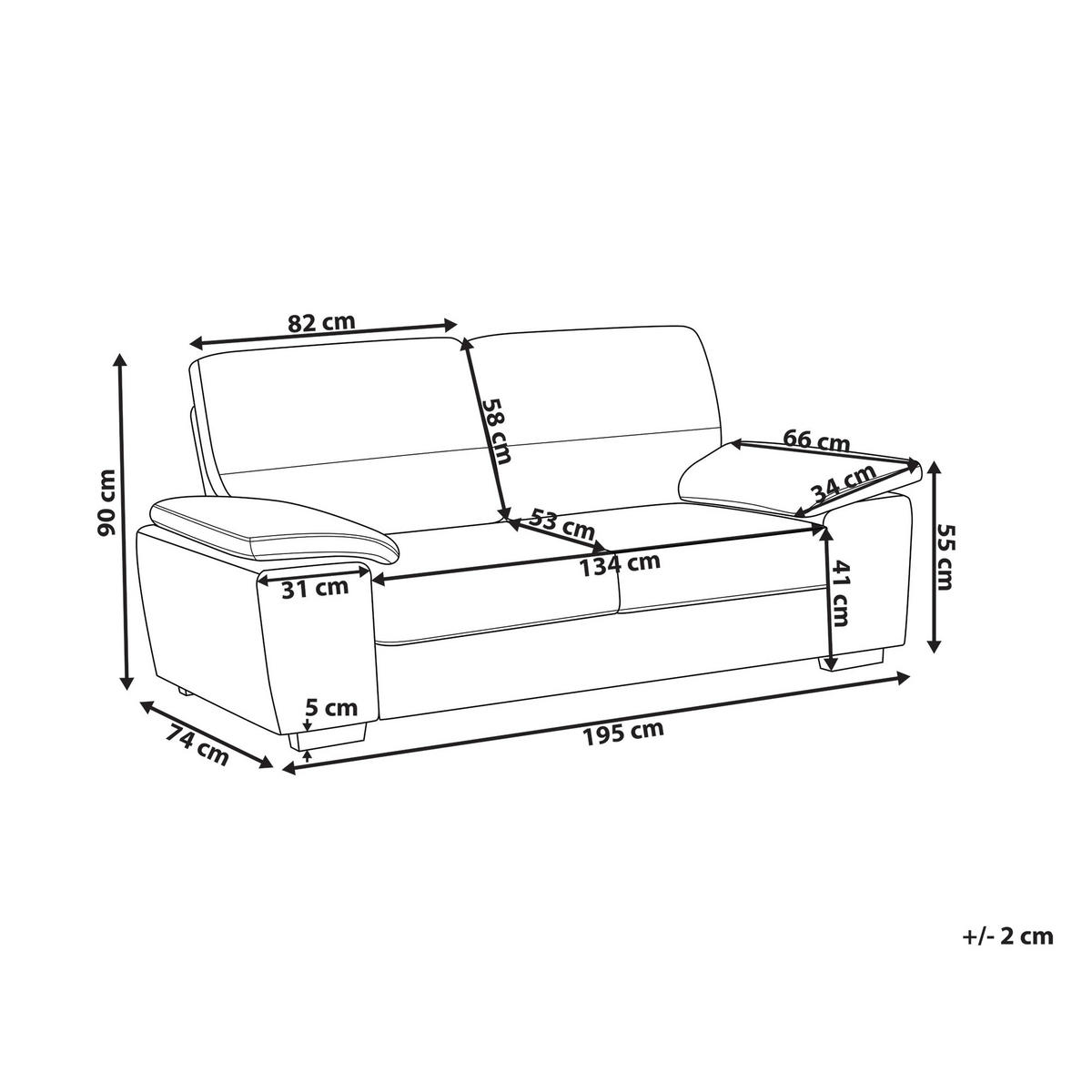 3-SITZER-SOFA Hellbraun Vogar - Hellbraun, Textil (195/90/74cm) - Beliani