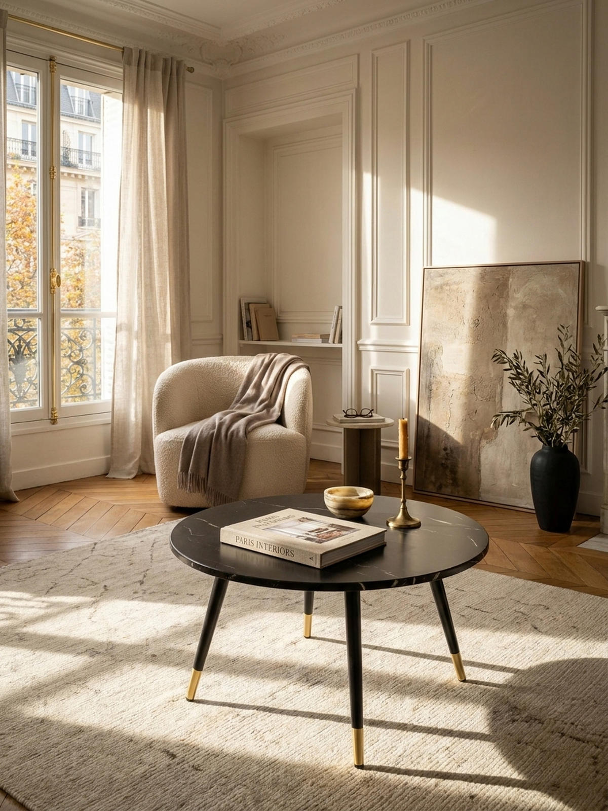COUCHTISCH mit Marmor Optik, Modernes Design, Metall-Gestell, Runde Form, Schwarz 60x60x41 cm - Goldfarben/Schwarz, Holzwerkstoff/Metall (60/60/41cm) - KADIMA DESIGN