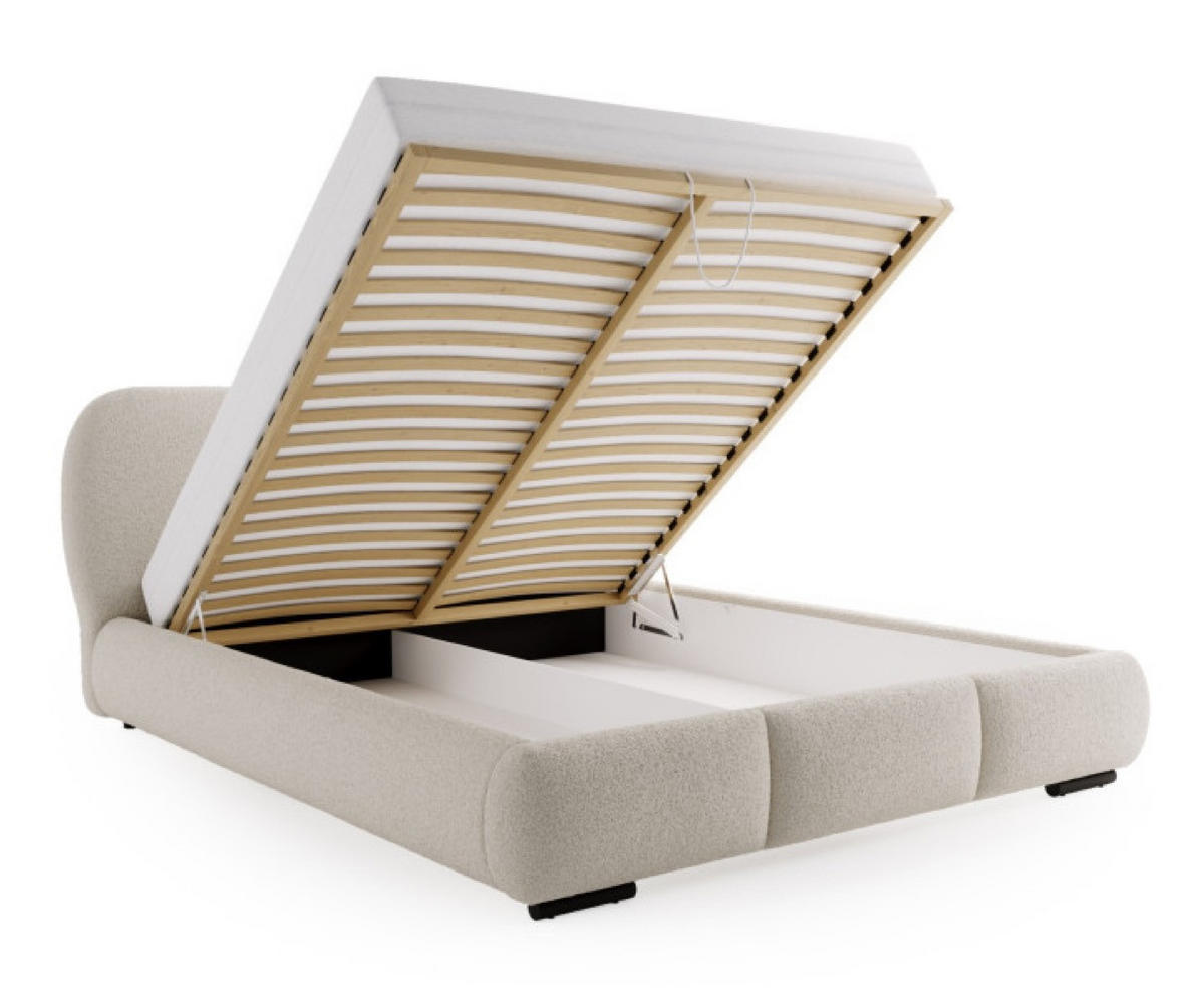 BETT Hellbeige ROZA Gepolstert Mit Bettkasten 180x200 cm - Beige, Textil (180/200cm) - Sepro Meble